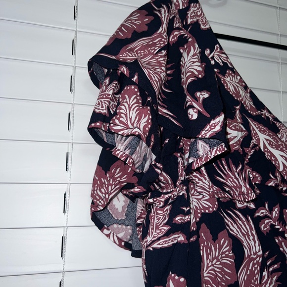 Maurices Navy Blue and Pink Floral Midi Dress - Picture 3 of 6